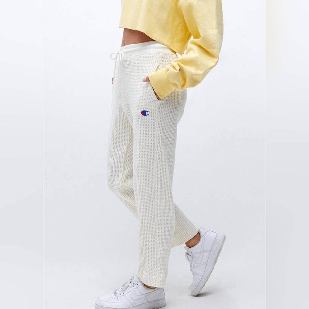 CHAMPION .IVORY WAFFLE KNIT SWEAT PANTS SIZE X SMALL
